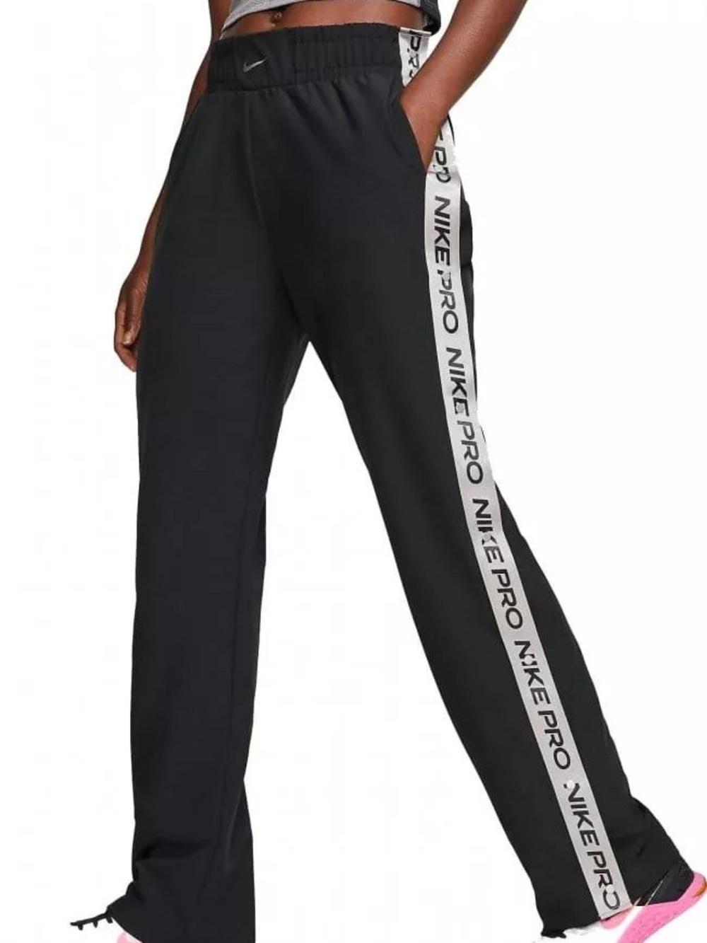 Nike Black Track Pants with White NIKE PRO Side Tape